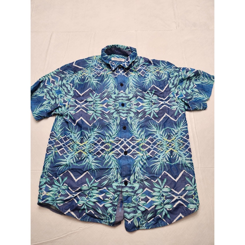 Tommy Bahama Shirt Mens Medium Coconut Point Hawaiian Floral Islandzone Casual